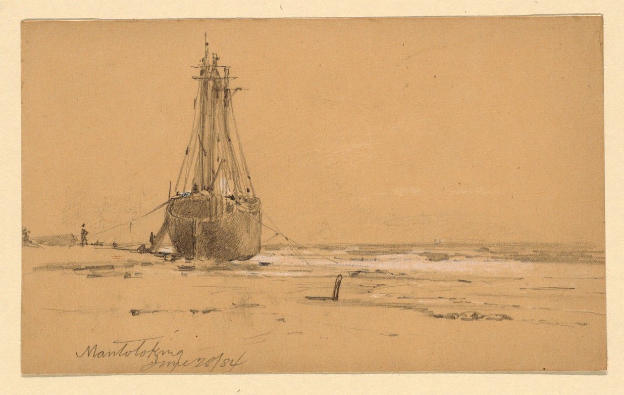 Dessin, Au bord de la mer à Mantoloking, 1884 - Howard Russell Butler