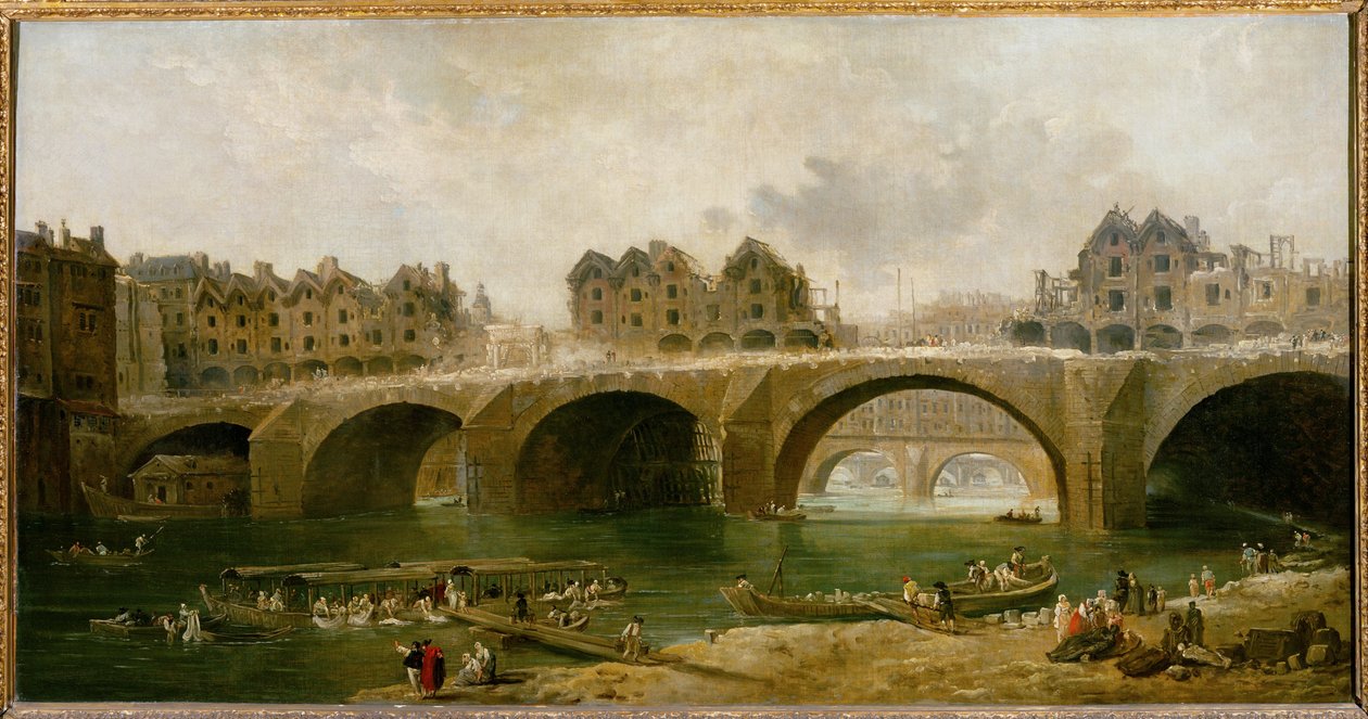 Demolition des maisons du pont Notre-Dame, en … - Hubert (circle of) Robert