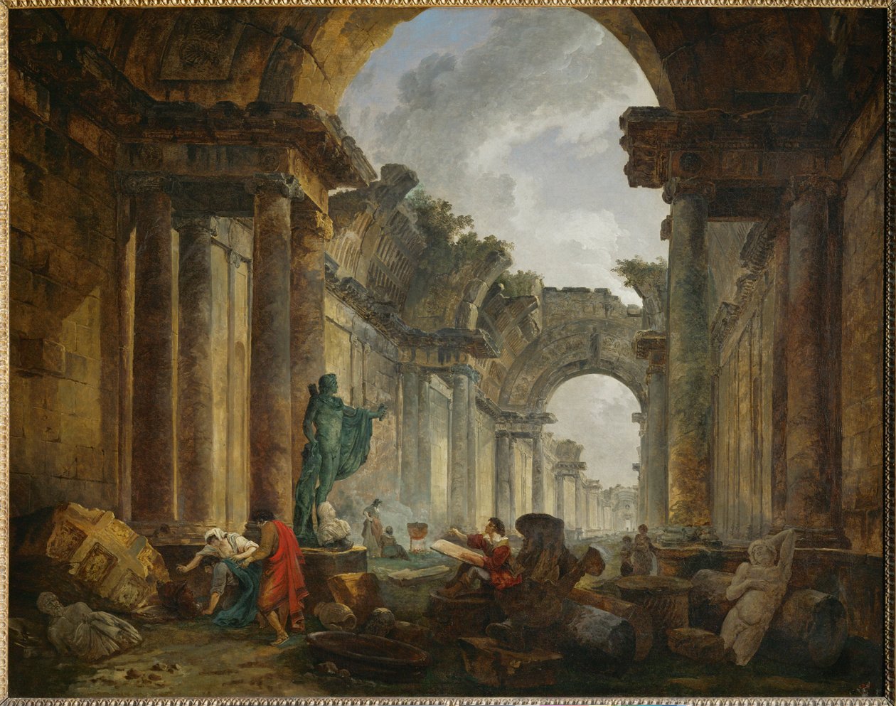 Vue imaginaire de la Grande Galerie du Louvre en ruinesImaginary view of the ruins of the Grande Galerie of the Louvre palace … - Hubert (circle of) Robert