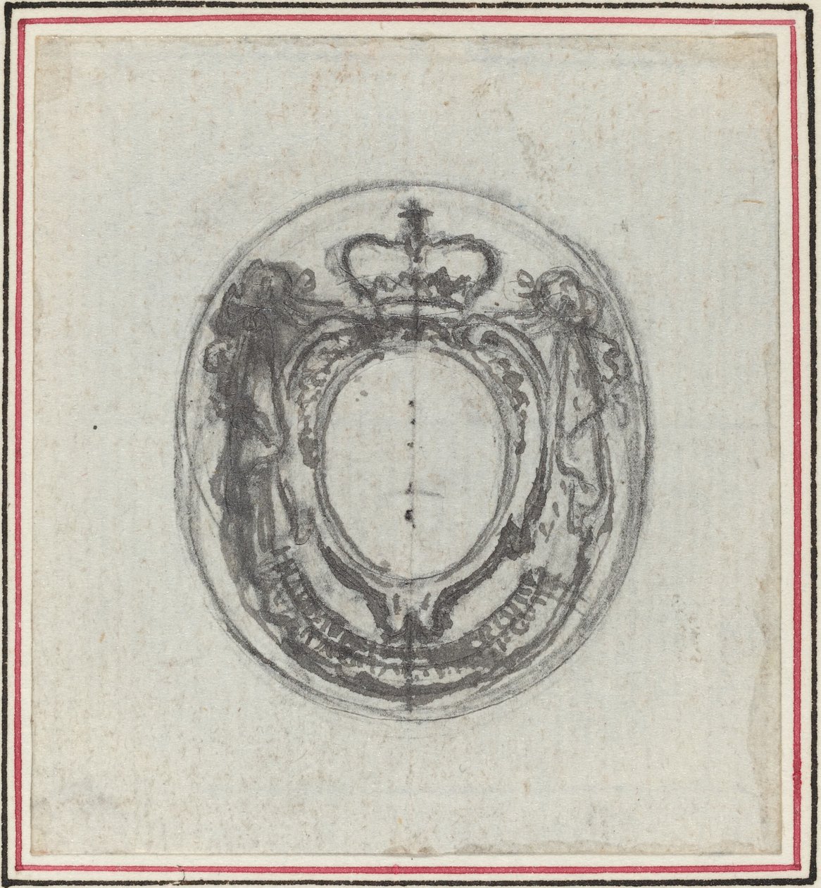 Cartouche armorial avec couronne et guirlandes - Hubert Francois Gravelot