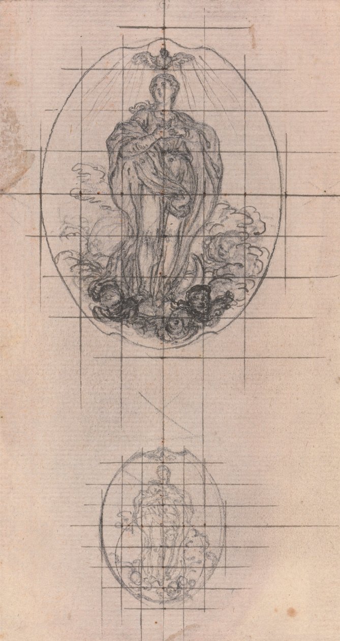 Conception pour une médaille : Figure de la Vierge - Hubert Francois Gravelot