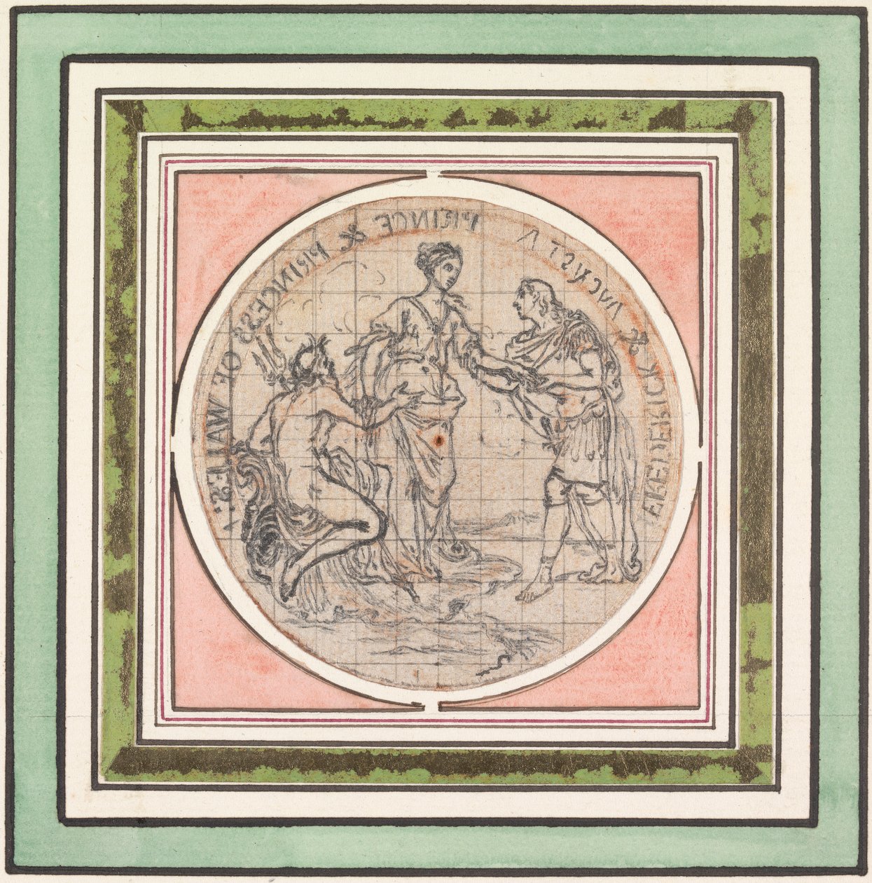 Conception pour une médaille : Frederick et Augusta, prince et princesse de Galles - Hubert Francois Gravelot
