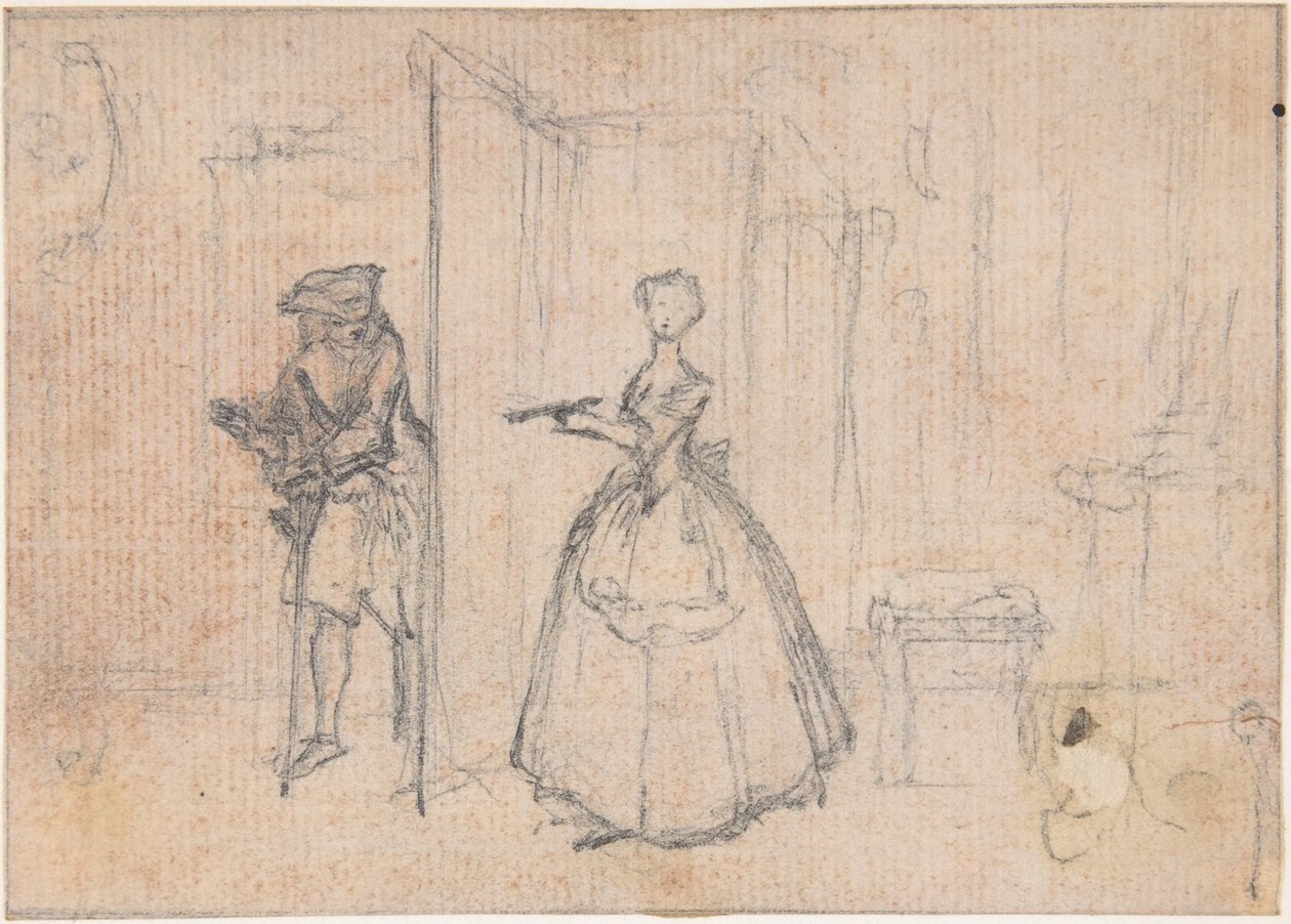 Étude pour « On Deceiving her Uncle », vignette gravée dans « Songs in the Opera of Flora » - Hubert Francois Gravelot