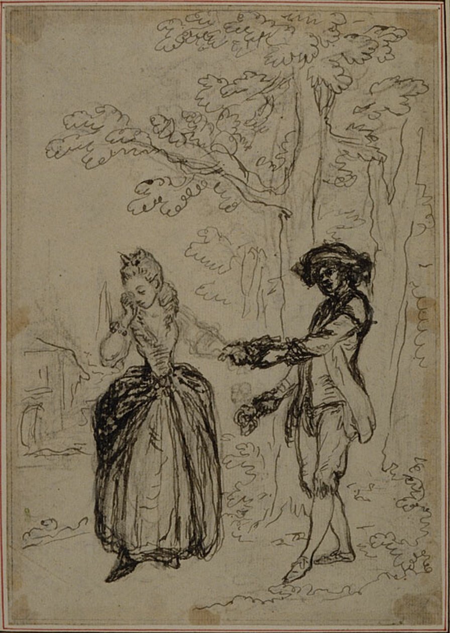 Étude pour une deuxième édition, jamais publiée, de "La Partie de Chasse de Henri IV" de Colle, Acte II, Scène 3 - Hubert Francois Gravelot