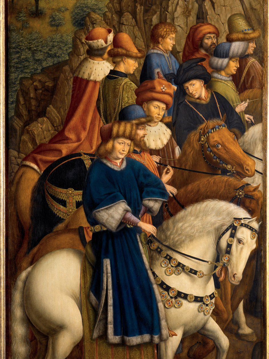 (détail) Les Juges Intègres, panneau inférieur gauche du Retable de Gand - Hubert & Jan van (1390-1441) (after) Eyck