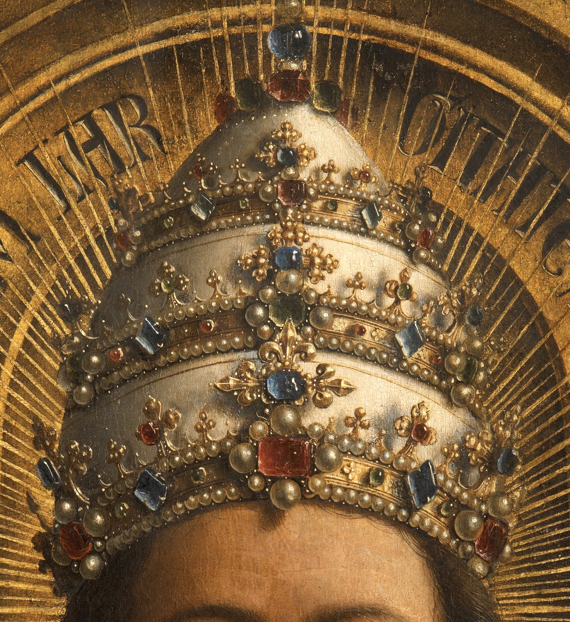 (détail) de Dieu le Père, panneau central du Retable de Gand - Hubert & Jan van (1390 1441) Eyck