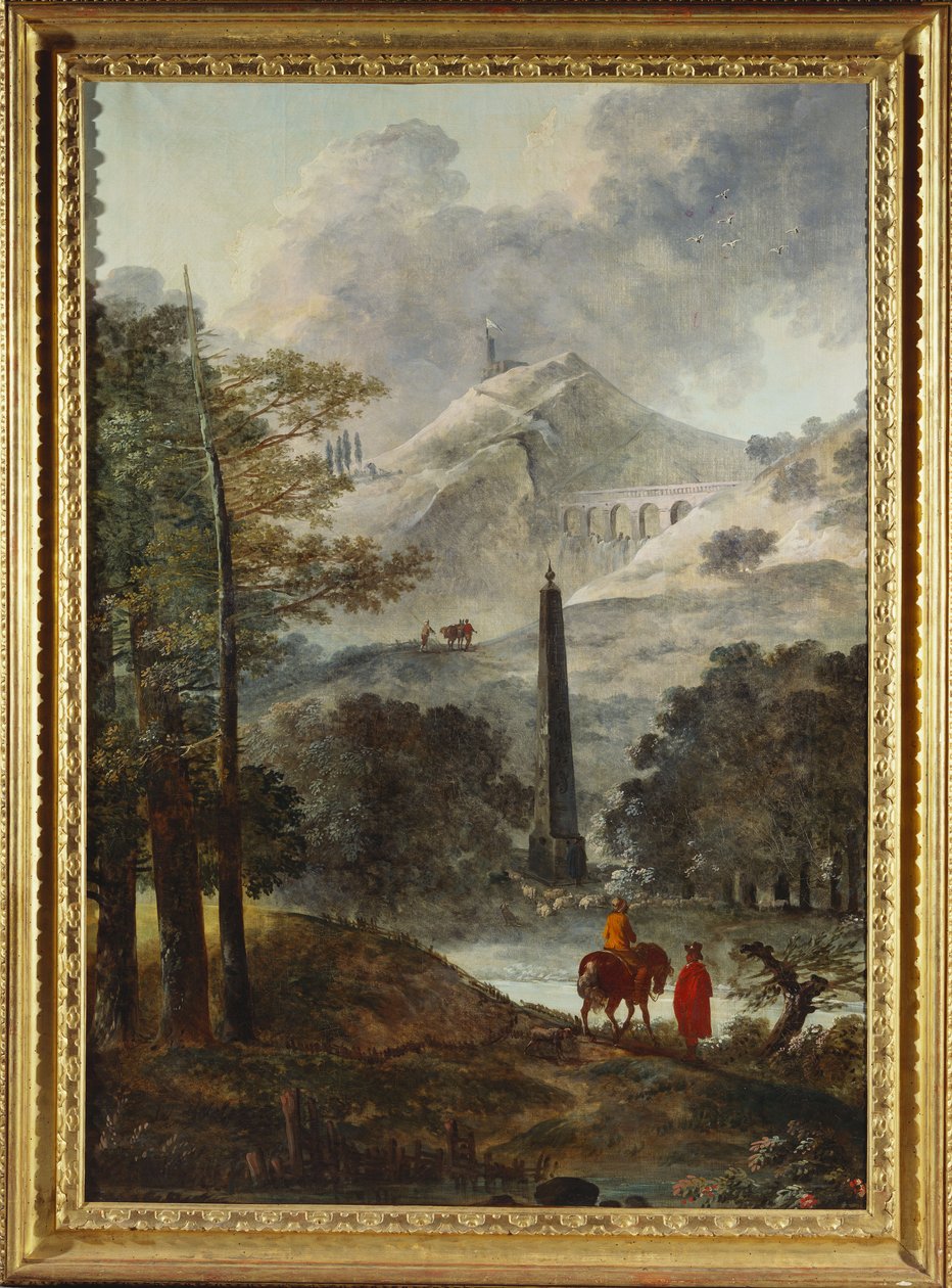 Paysage montagneux avec un obélisque - Hubert Robert