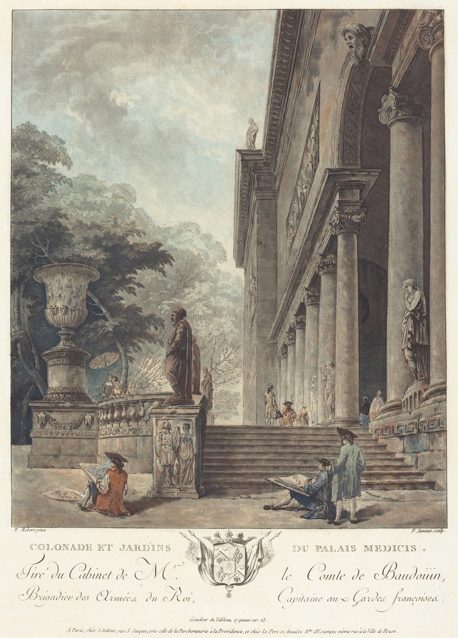 Colonnade et jardins du palais des Médicis - Hubert Robert
