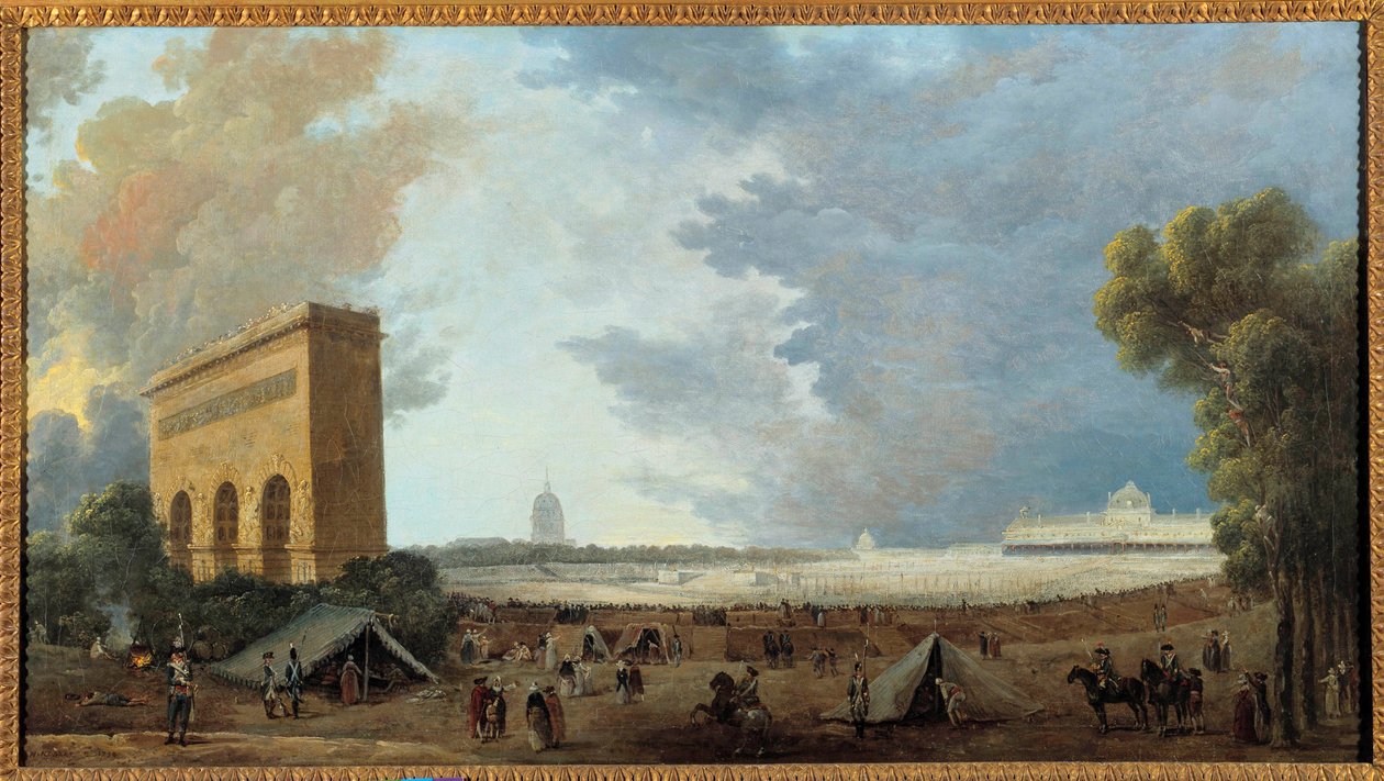 Révolution française: Fête de la Fédération Nationale célébrée au Champ de Mars à Paris le 14 juillet 1790. Peinture de Hubert Robert (1733-1808). 1790 - Hubert Robert