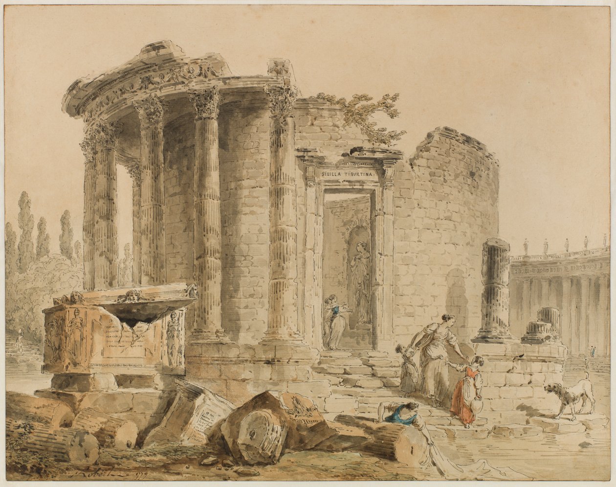 Der Tempel der Tiburtinischen Sibylle: Erinnerung an den Tempel der Sibylle in Tivoli - Hubert Robert