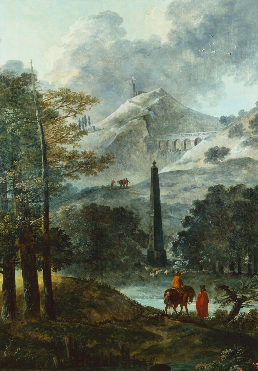Paysage montagneux avec un obélisque - Hubert Robert