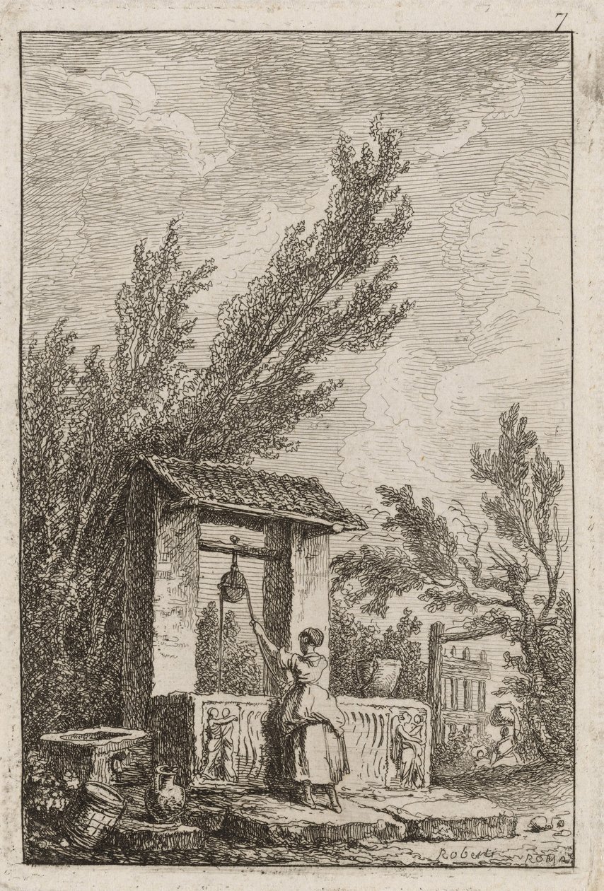 Planche sept des Soirées à Rome - Hubert Robert