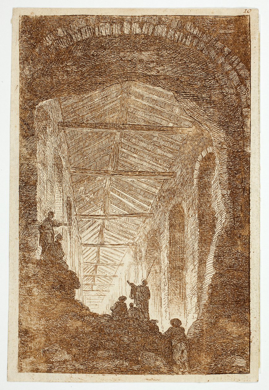 The Antique Gallery, plate ten from Les Soirées de Rome - Hubert Robert