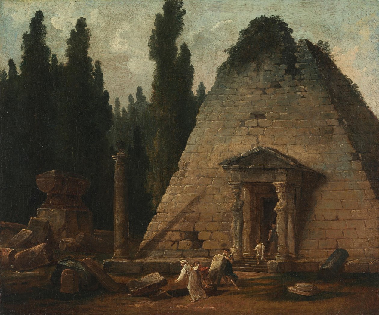 La pyramide dans les jardins de Mauperthuis - Hubert Robert