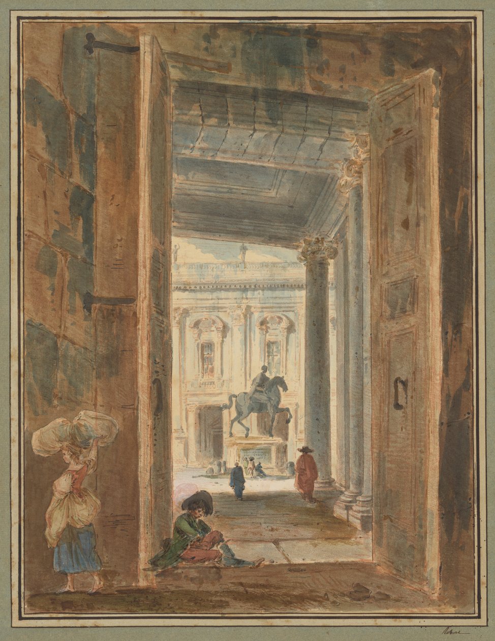 Vue du Capitole avec la statue de Marc Aurèle - Hubert Robert