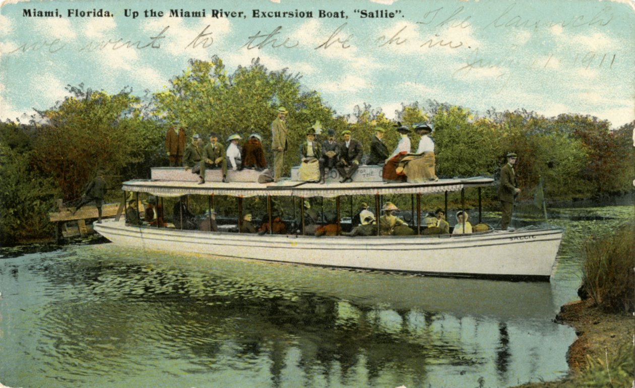 Excursion en bateau sur la rivière Miami, Sallie, vers 1910 - Hugh C. Leighton Co.