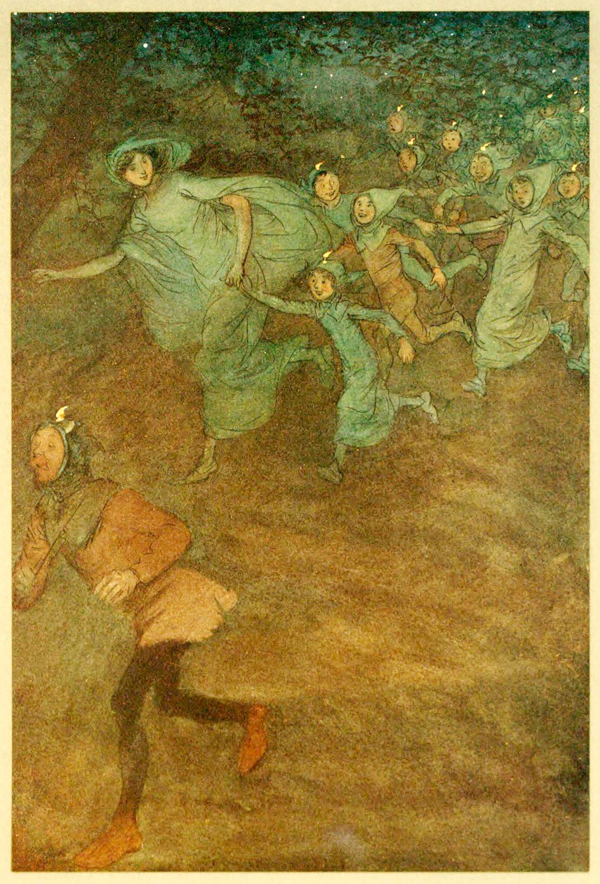 Entrée de Sir Hugh Evans, Anne Page et autres, de Les Joyeuses Commères de Windsor, 1910 - Hugh Thomson
