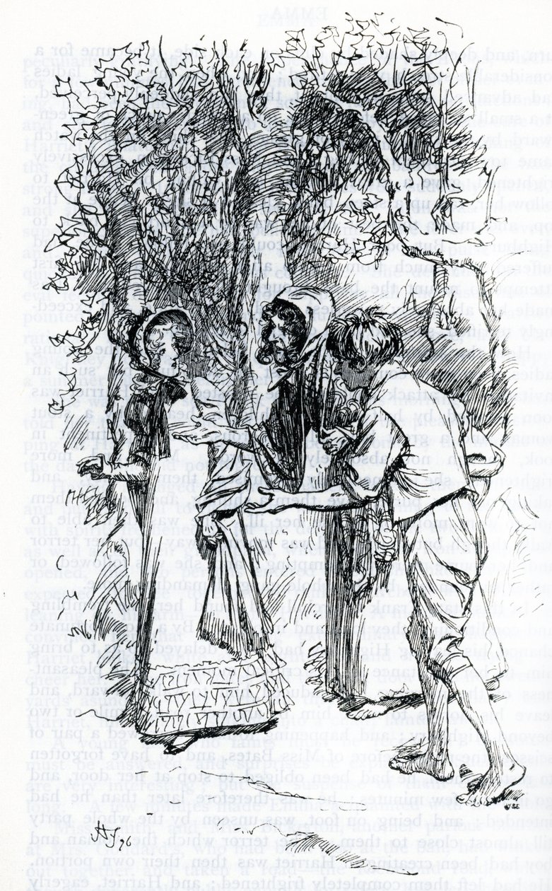 Harriet, attaquée par des gitans (illustration) - Hugh Thomson
