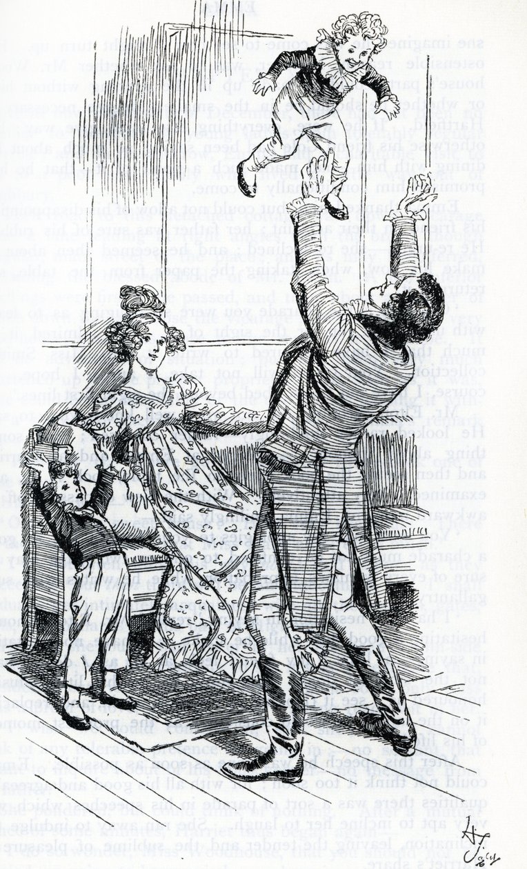 M. Knightley jouant avec ses enfants - Hugh Thomson
