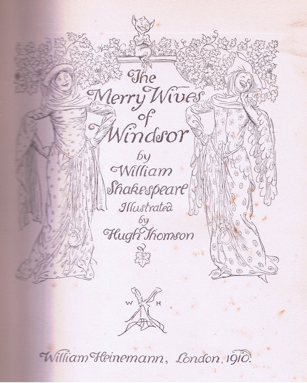 Conception de la page de titre (illustration de Les Joyeuses Commères de Windsor) - Hugh Thomson