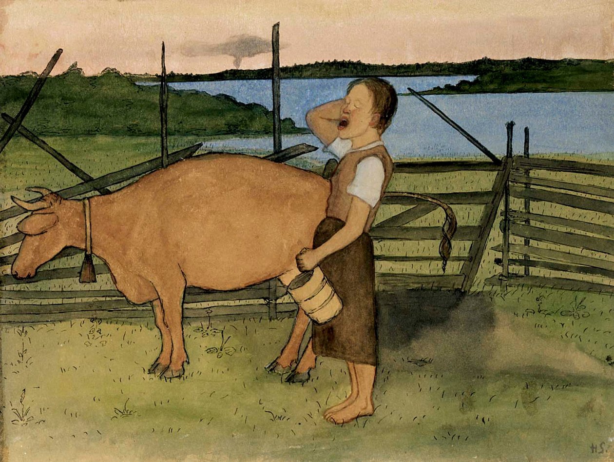 La traite du matin - Hugo Simberg