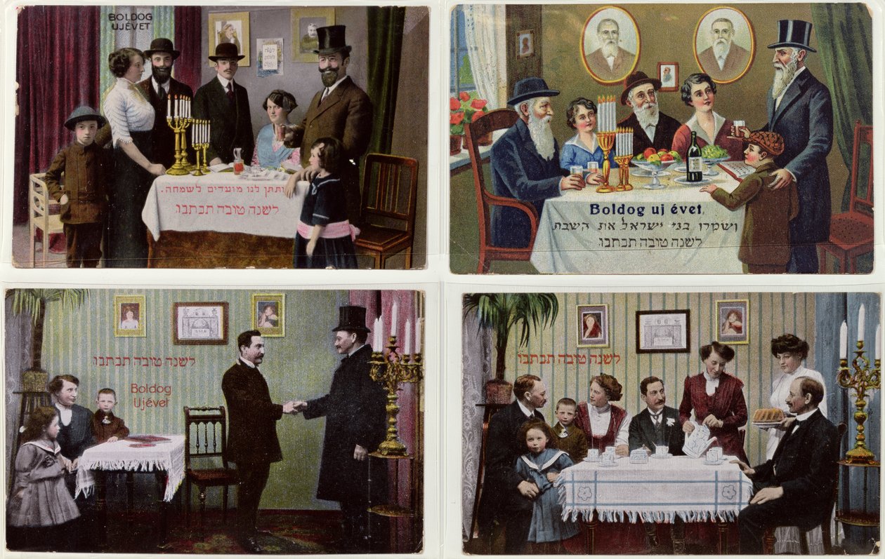 Cartes postales représentant la famille juive à Rosh Hashanah - Hungarian School