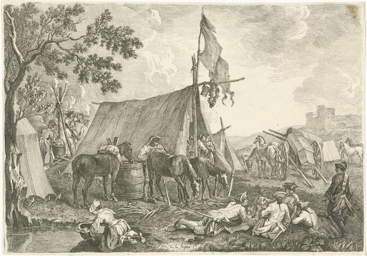 Paysage avec un camp militaire - Hyacinth de La Pegna