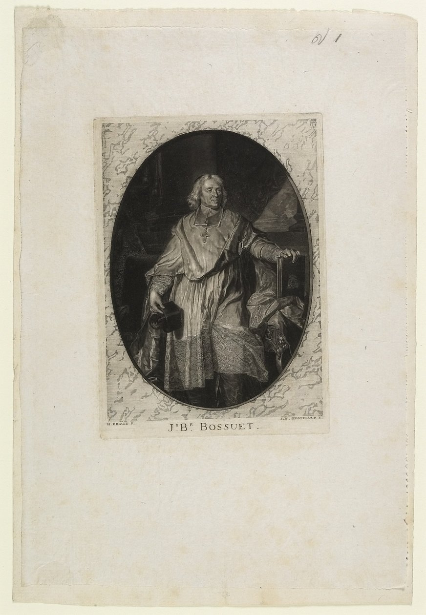 J.B. Bossuet (en pied), gravé par Jean-Baptiste de Grateloup - Hyacinthe Francois Rigaud