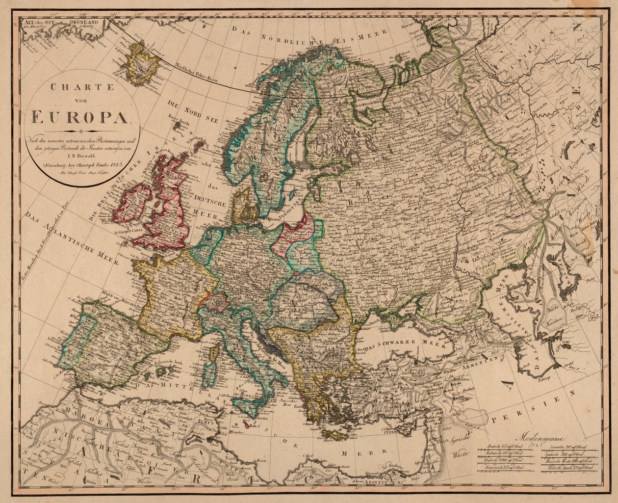 La carte a été publiée à Nuremberg, chez Christoph Fembo (1823) et montre l