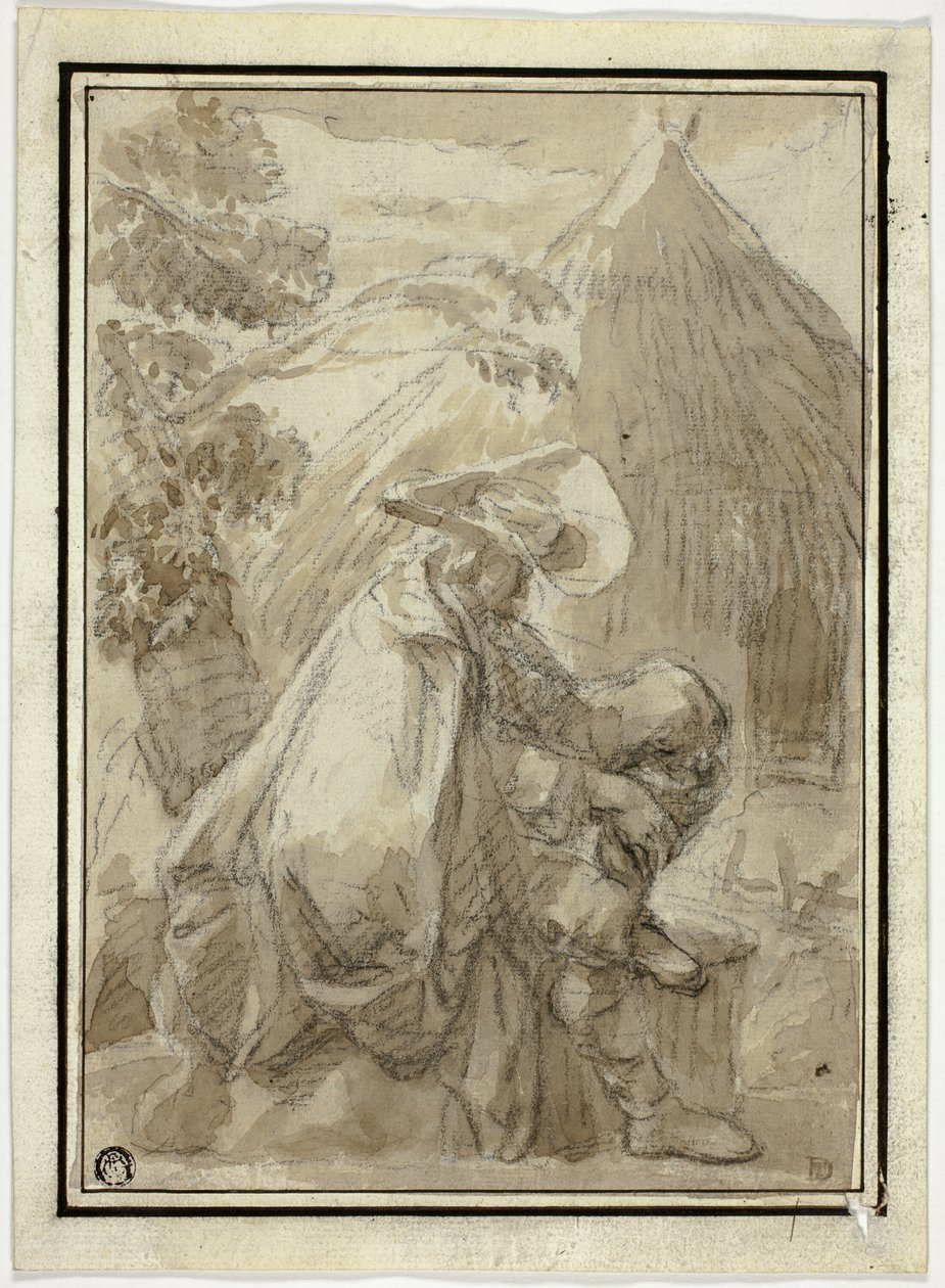 Homme assis dans un manteau par Thatched Hut - III Follower of Herman Saftleven
