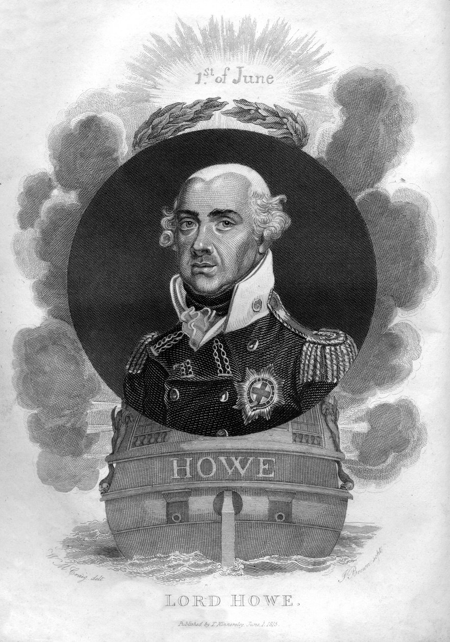 Amiral Richard Howe, 1er comte Howe, 1726-1799, amiral anglais, 1816 - I. Brown