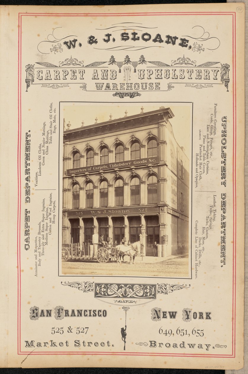[W. and J. Sloane Carpet and Upholstery Warehouse, San Francisco]. - I. W. Taber
