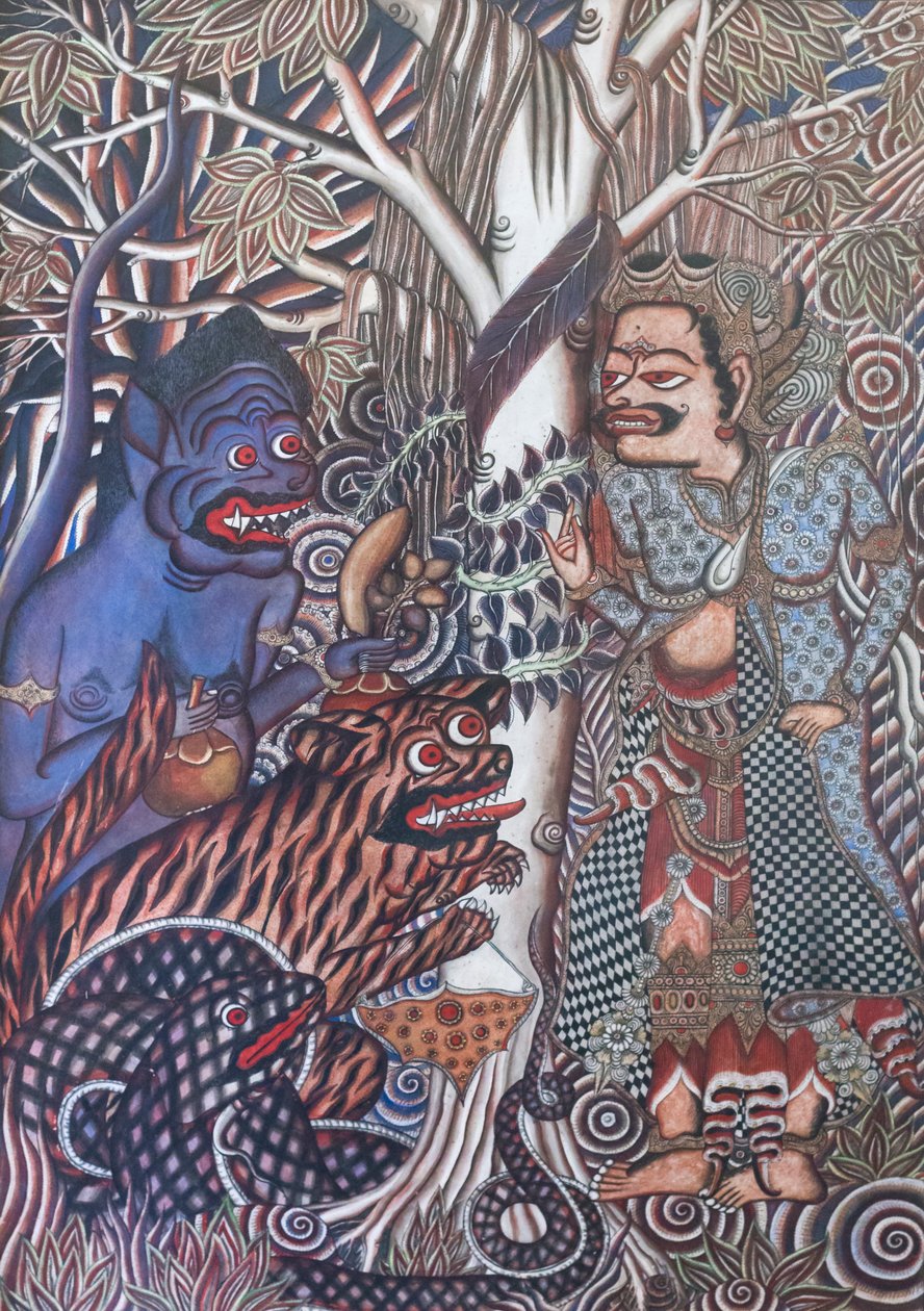 Le prêtre libère le singe, le serpent et le tigre du puits - Ida Bagus Gelgel