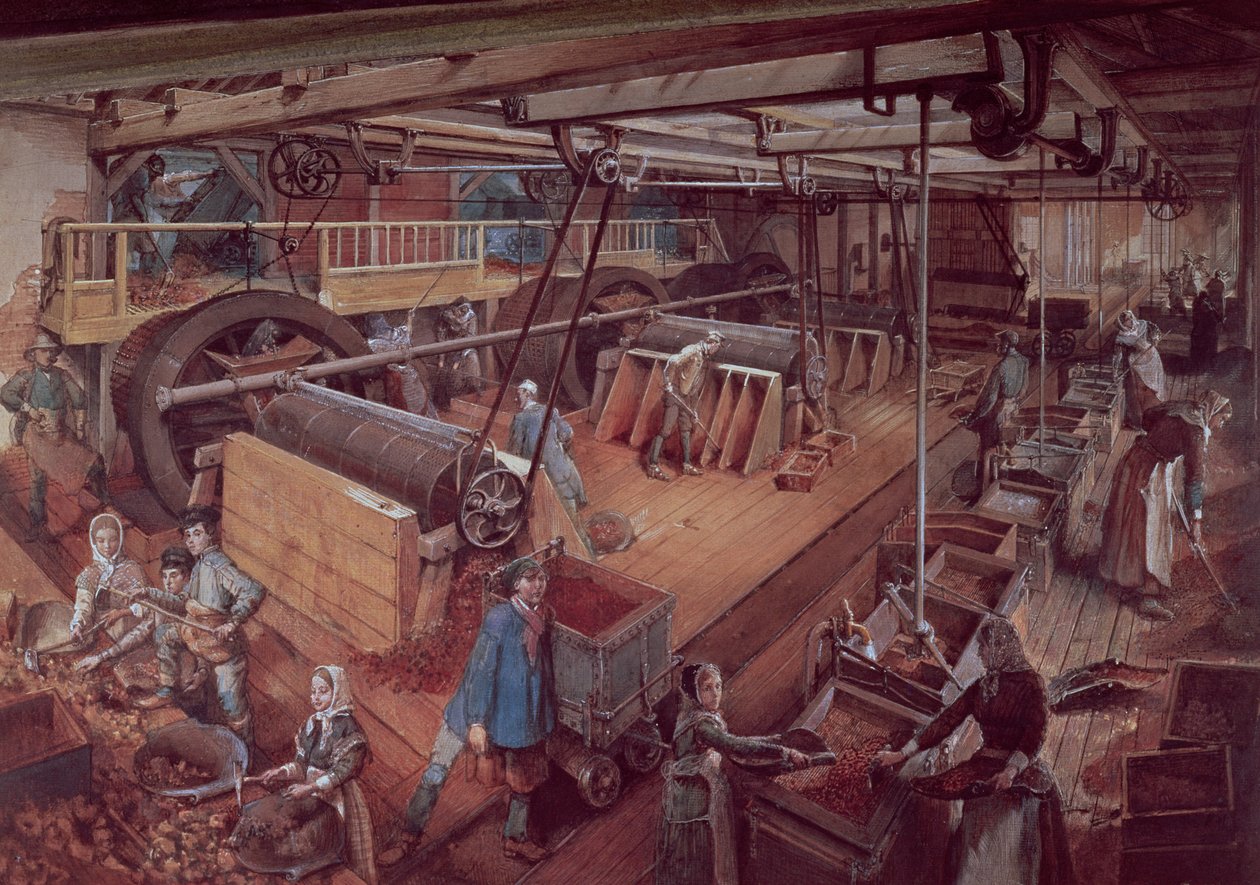 Atelier de criblage de charbon, aux mines de Blanzy, vers 1860 - Ignace Francois Bonhomme
