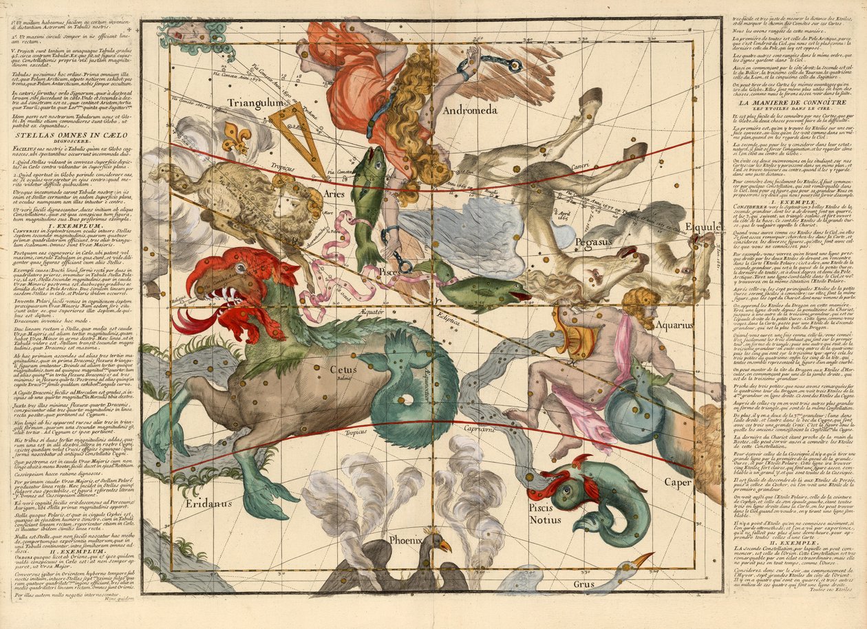 Équinoxe de printemps, Planche 2 de Globi coelestis in tabulas planas redacti descriptio, pub. 1674 - Ignace Gaston Pardies