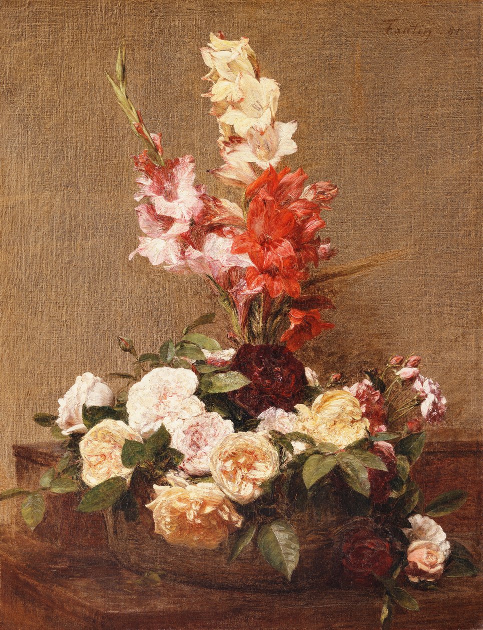 Glaïeuls et roses - Ignace Henri Jean Fantin Latour
