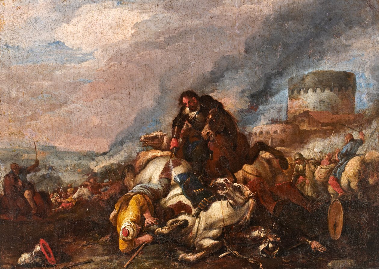 Bataille entre chevaliers et Turcs - Il Borgognone
