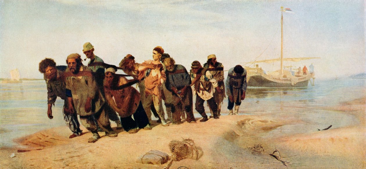 Les forçats tirant un bateau le long de la Volga, Russie, 1873 - Ilya Efimovich Repin
