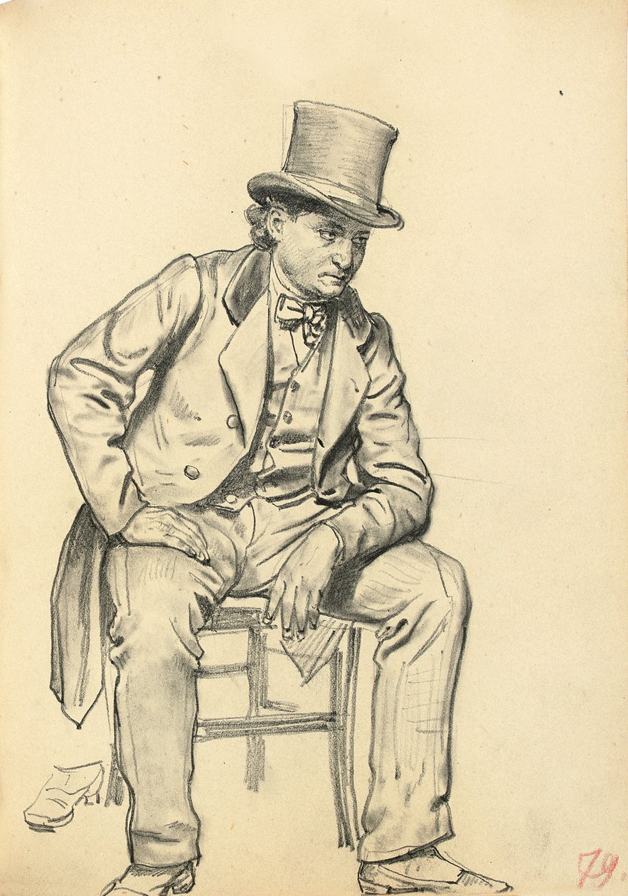 Homme assis, bras appuyé sur sa jambe, c. 1872-1875 - Ilya Efimovich Repin