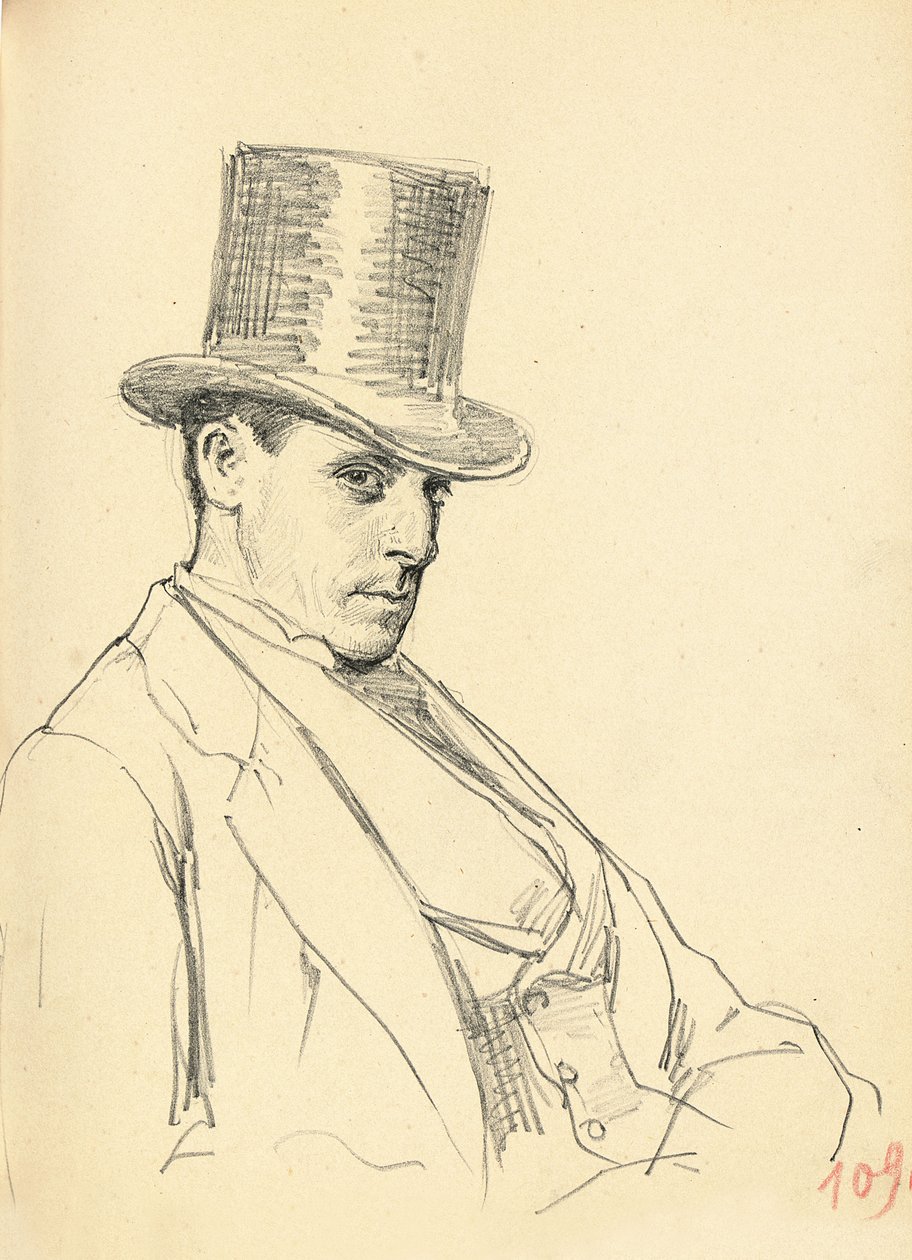 Homme assis avec un haut-de-forme - Ilya Efimovich Repin