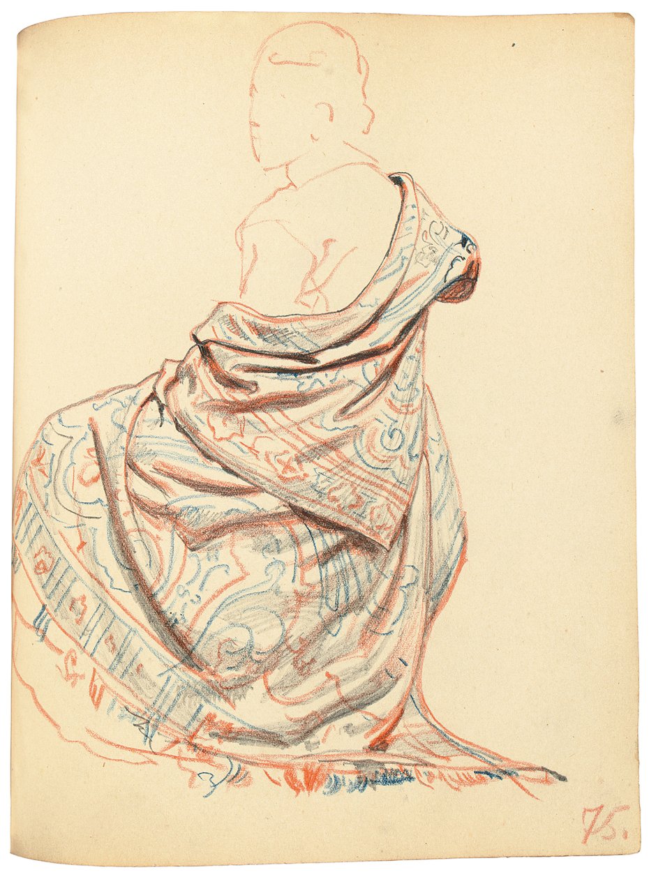 Étude pour "Un café parisien": Étude de robe pour femme assise - Ilya Efimovich Repin