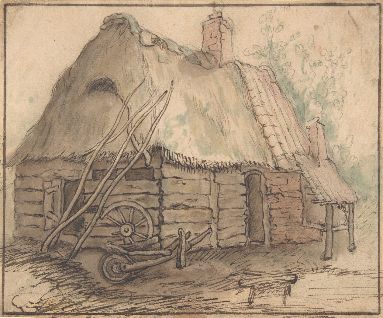 Bâtiment de ferme, fin du 16e-milieu du 17e siècle - In the manner of Abraham Bloemaert.