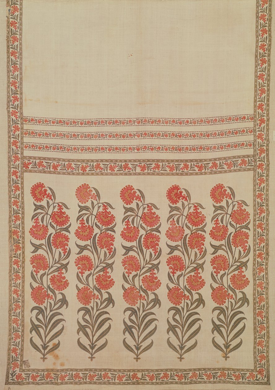 Ceinture en coton pochoirée et peinte à la main (patka), Rajasthan, Inde, 17e-18e siècle - Indian School