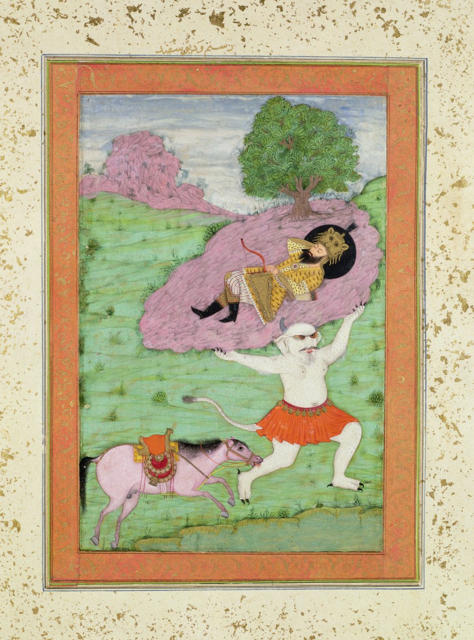 Le démon blanc emportant le Rustam endormi, illustration du 