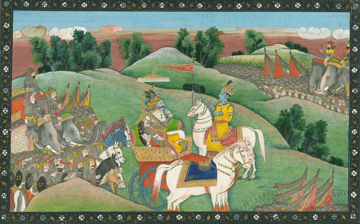Le dialogue entre le Seigneur Krishna et Arjuna, vers 1830 - Indian Art