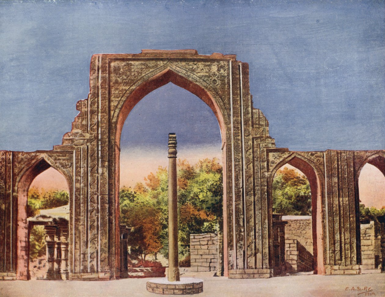Quwat-ul-Islam Masjid et pilier de fer, Delhi, Inde (photo couleur) - Indian photographer