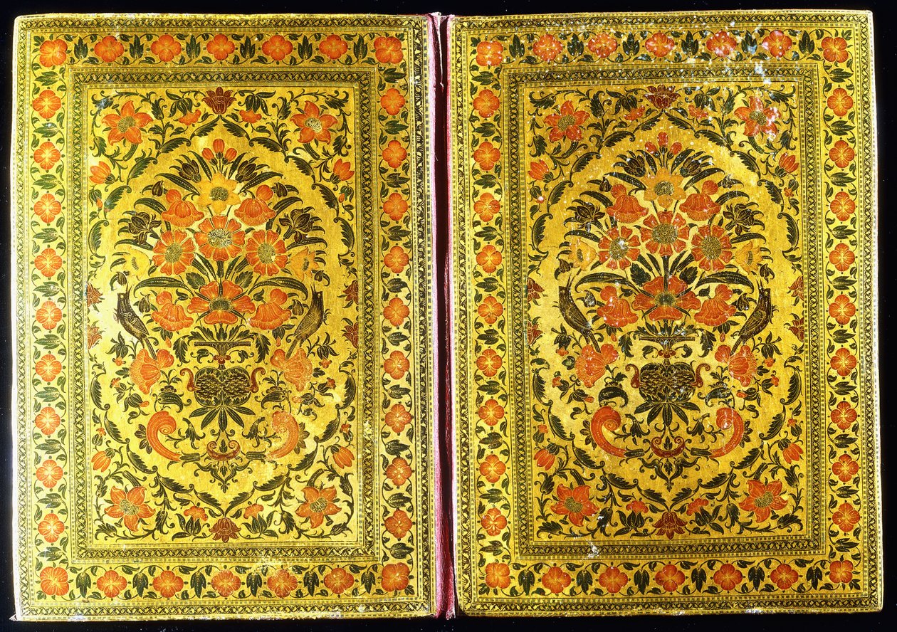 Paire de couvertures de livres en laque décorées d