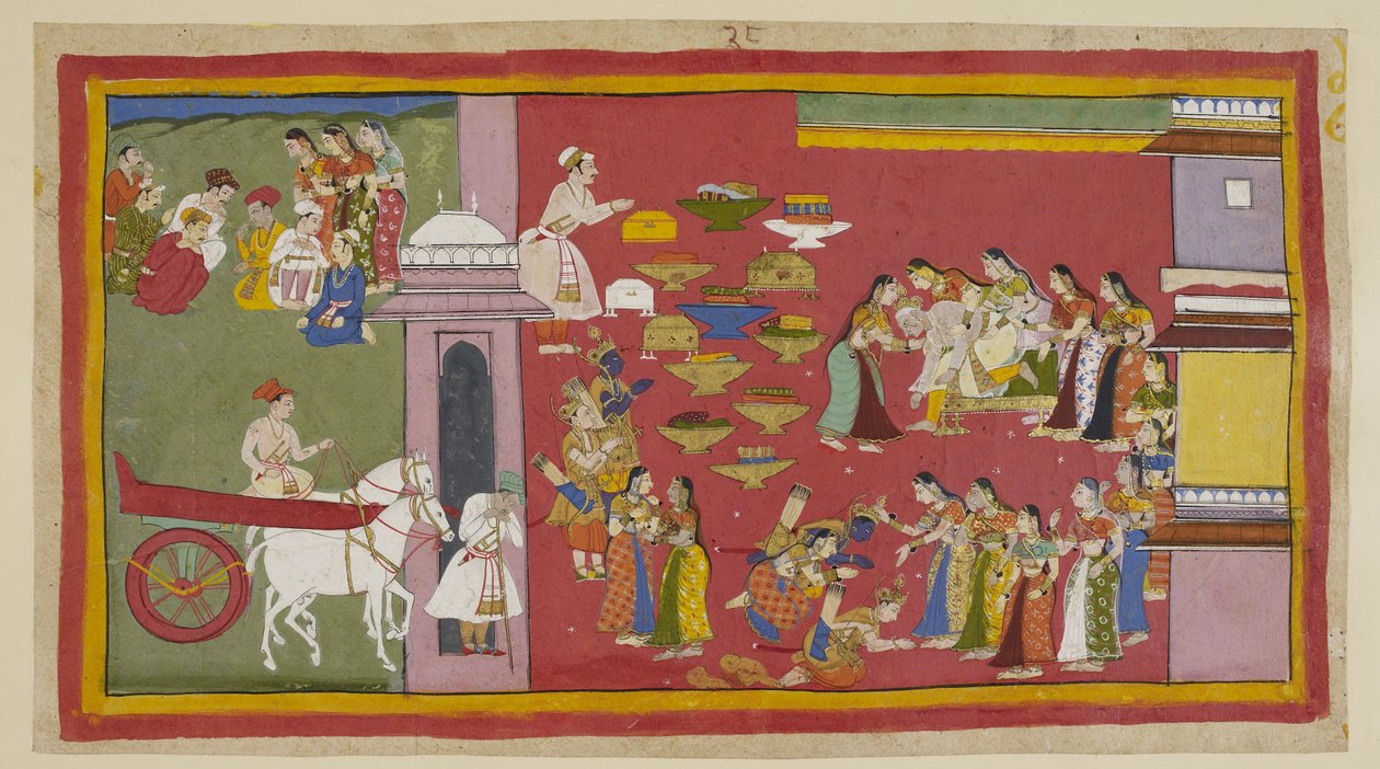 Voyant ses fils et Sita vêtus de robes d