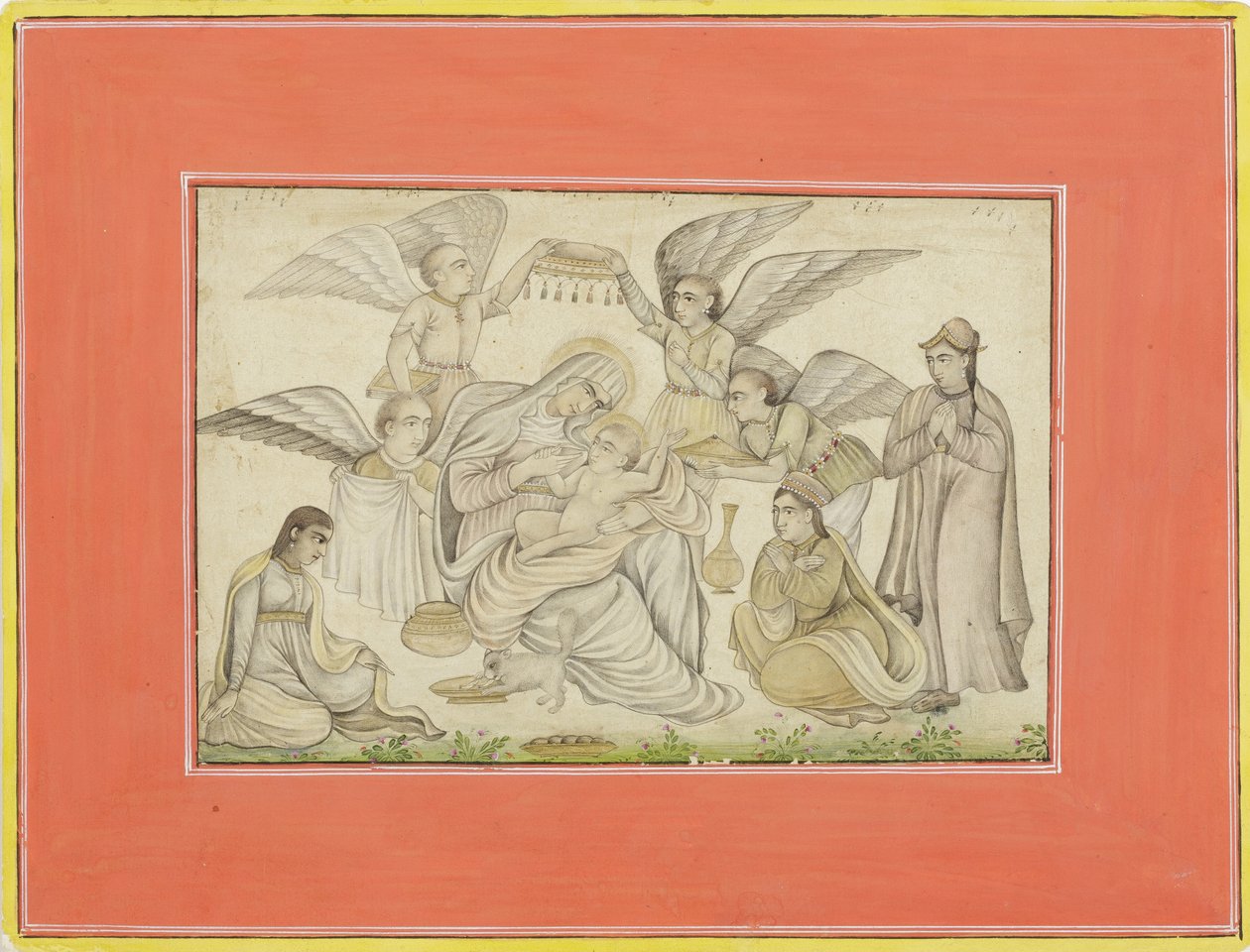 Les anges assistent Marie et Jésus - Indian School