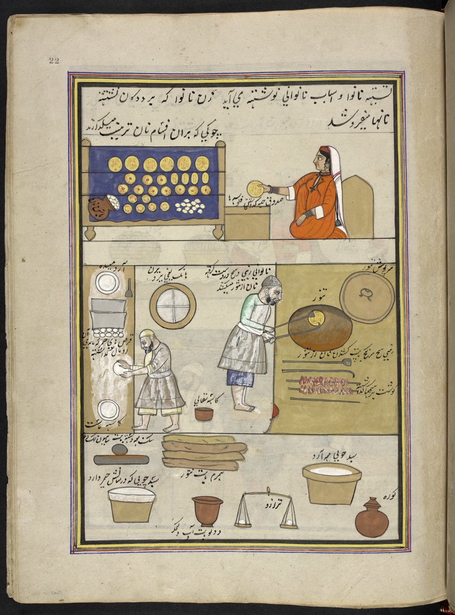 Boulangers, 86 dessins reliés en un volume représentant des métiers et occupations au Cachemire, Artiste du Cachemire, probablement à Srinagar, c.1850-60 - Indian School